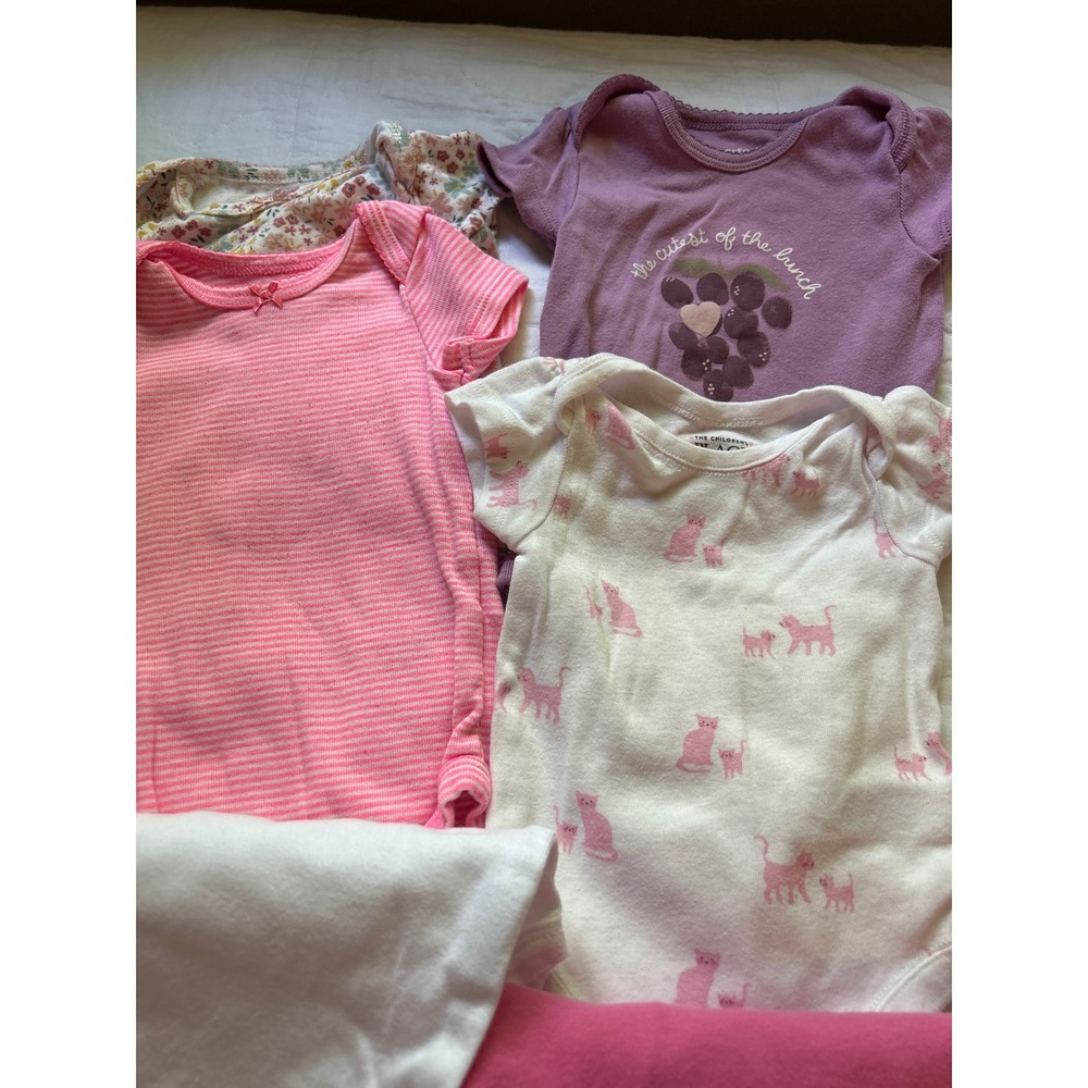 Lot of 8 Baby Girls Bodysuits 3 Months Carters Burts Bees Childrens Place #3 - Picture 3 of 6